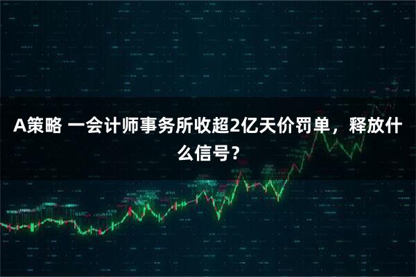 A策略 一会计师事务所收超2亿天价罚单,释放什么信号?