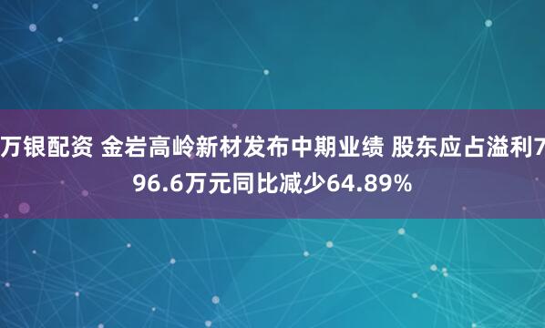 万银配资 金岩高岭新材发布中期业绩 股东应占溢利796.6万元同比减少64.89%